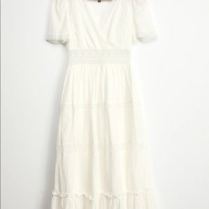 Lulu’s Folklore White Swiss Dot Midi Dress
